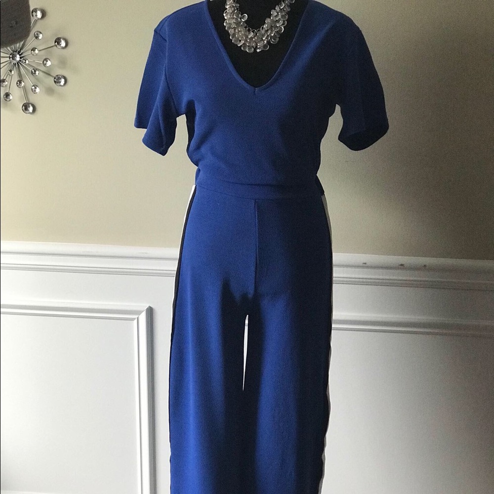 Colbalt blue race stripe jumpsuit